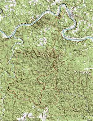 OT Sylamore Section area topographic map with trail at 1:24,000 scale