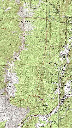 Sandia topographic trail map at 1:24,000 scale